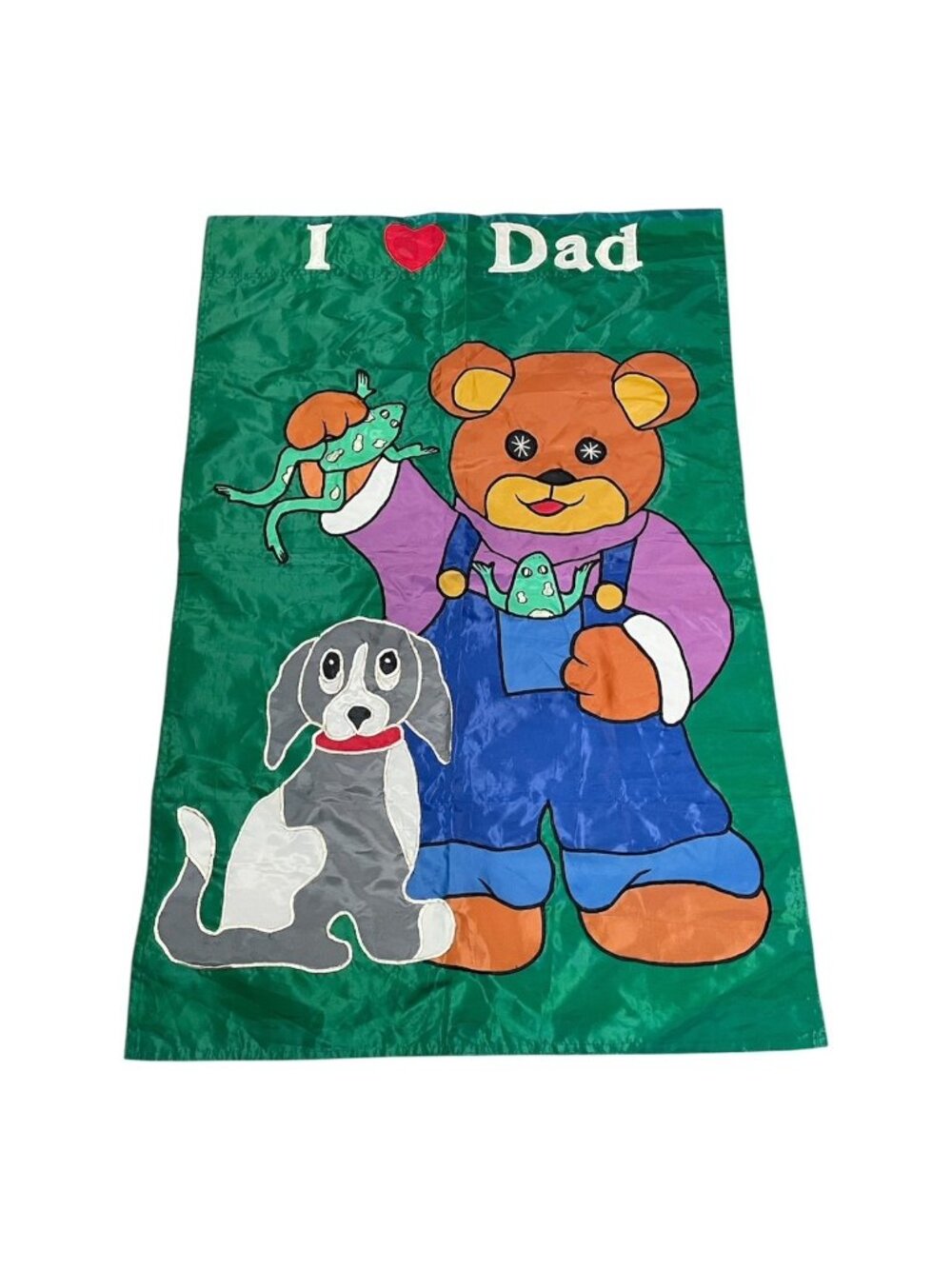 Evergreen Outdoor Applique Garden Flag I Love Dad Bear Frogs Dog